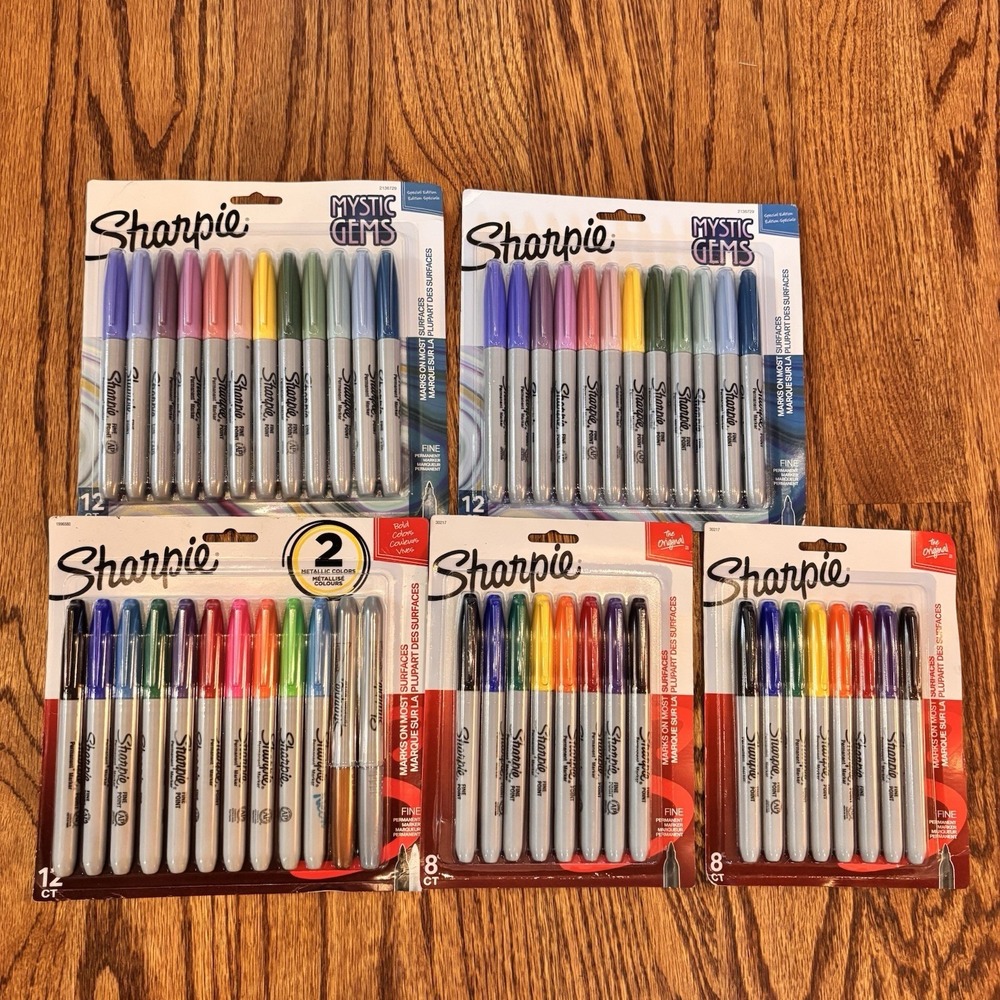 Sharpie Fine Point Permanent Marker Lot Mystic Gems Metallic Colors 52 Ct New